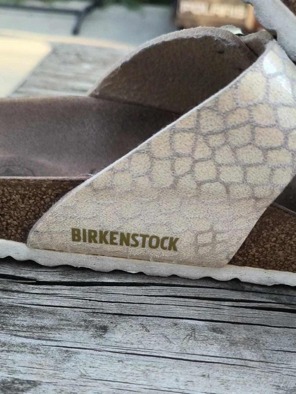 Birkenstock Women’s White Snake-Print Arizona Two-Strap Sandals
